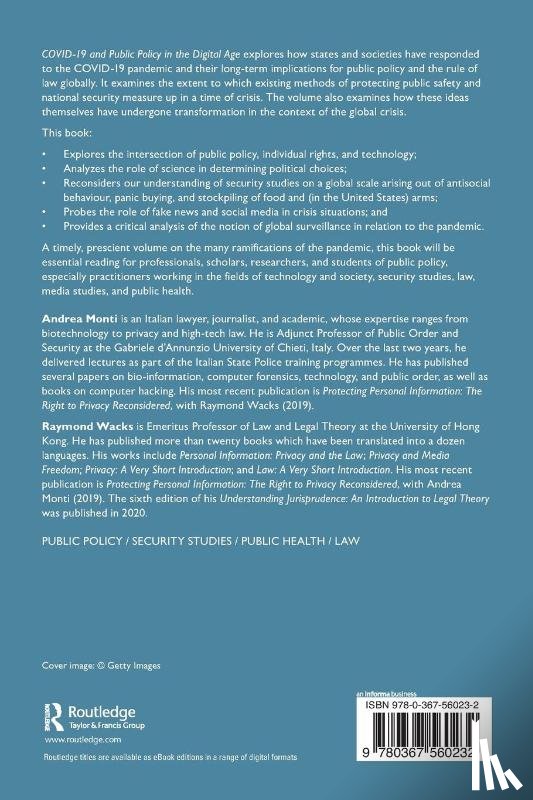Monti, Andrea (Gabriele d’Annunzio University of Chieti, Wacks, Raymond (University of Hong Kong) - COVID-19 and Public Policy in the Digital Age