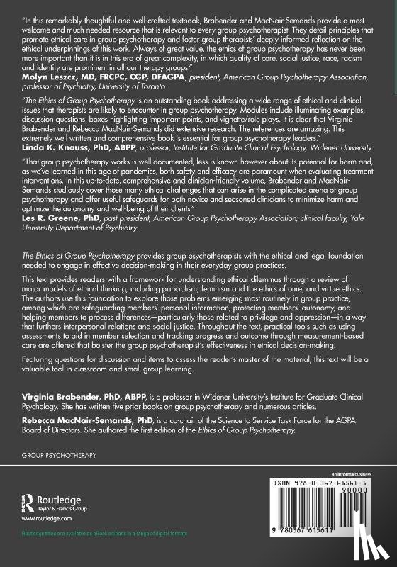 Brabender, Virginia, MacNair-Semands, Rebecca - The Ethics of Group Psychotherapy