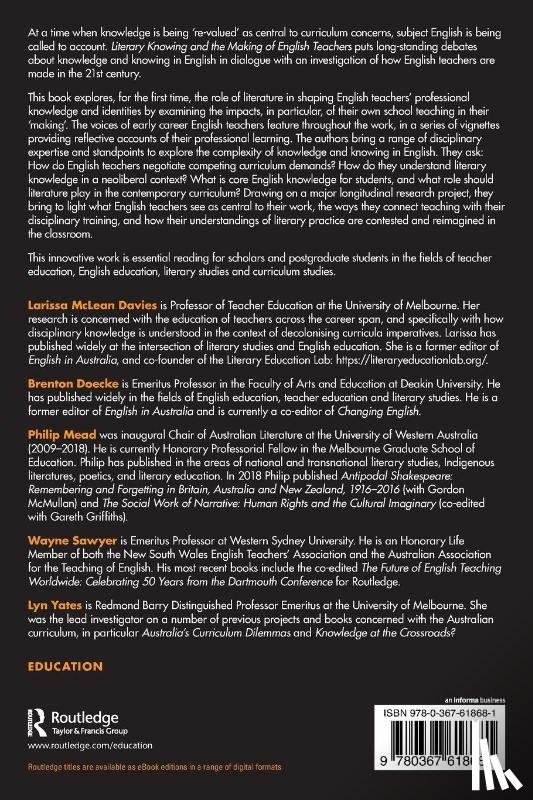 McLean Davies, Larissa, Doecke, Brenton, Mead, Philip, Sawyer, Wayne - Literary Knowing and the Making of English Teachers
