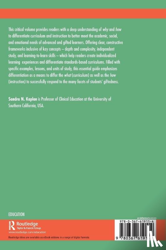 Kaplan, Sandra N. (University of Southern California - Differentiated Curriculum and Instruction for Advanced and Gifted Learners