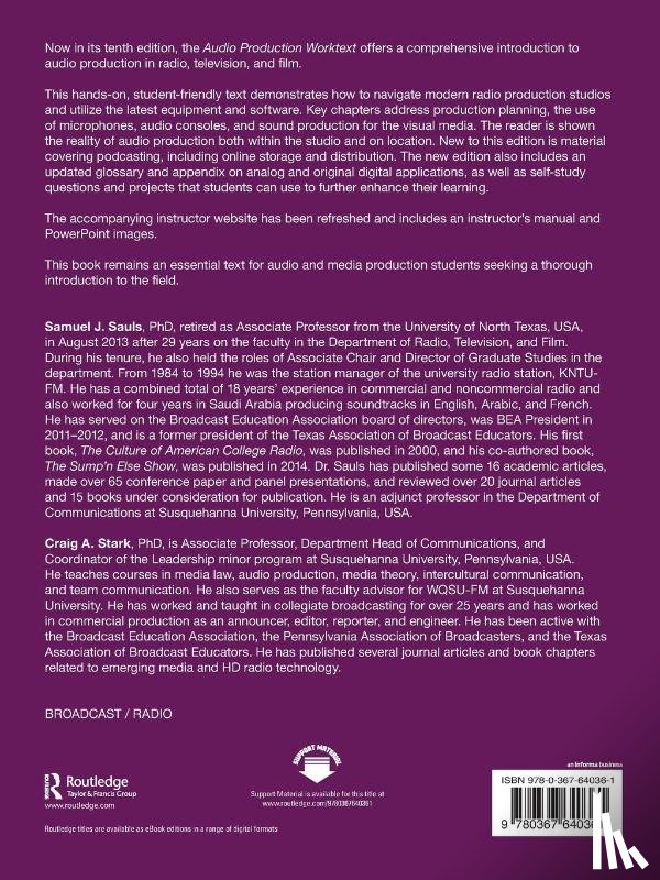 Sauls, Samuel J. (University of North Texas, Stark, Craig A. (Susquehanna University - Audio Production Worktext