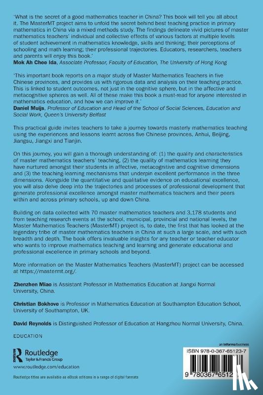 Miao, Zhenzhen (Jiangxi Normal University, Bokhove, Christian (University of Southampton, Reynolds, David (Swansea University - Master Mathematics Teachers