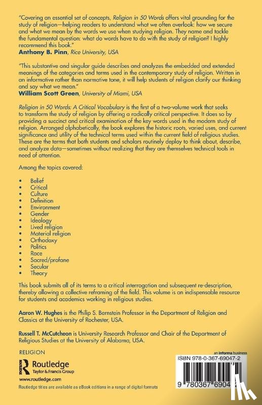 Hughes, Aaron W. (University of Rochester, McCutcheon, Russell T. - Religion in 50 Words