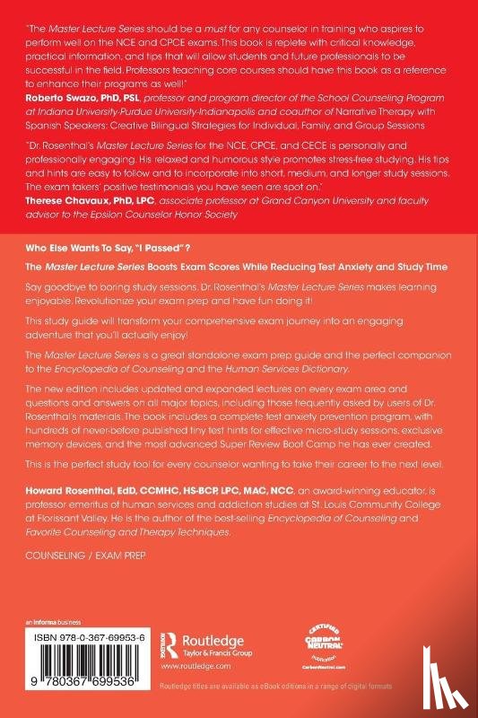 Author, Unknown, Rosenthal, Howard (St. Louis Community College–Florissant Valley - Master Lecture Series for the NCE, CPCE, CECE, and State Counseling Exams