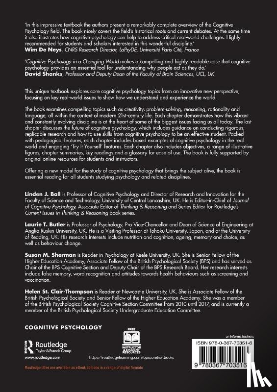 Ball, Linden, Butler, Laurie T., Sherman, Susan, St Clair-Thompson, Helen - Cognitive Psychology in a Changing World