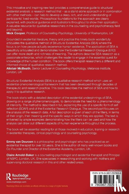 van Deurzen, Emmy (New School of Psychotherapy and Counselling, Arnold-Baker, Claire (New School of Psychotherapy and Counselling - Structural Existential Analysis