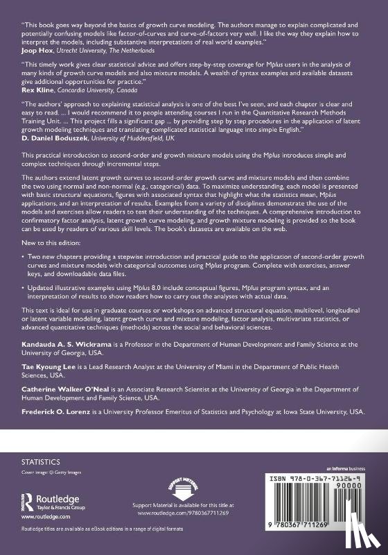 Wickrama, Kandauda, Lee, Tae Kyoung (University of Georgia, O’Neal, Catherine Walker (University of Georgia, Lorenz, Frederick - Higher-Order Growth Curves and Mixture Modeling with Mplus