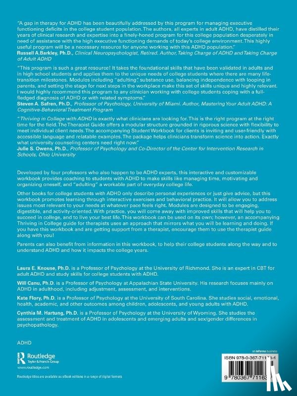 Knouse, Laura E., Canu, Will, Flory, Kate, Hartung, Cynthia M. - Thriving in College with ADHD