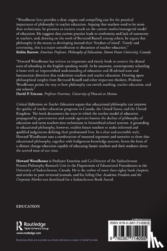 Woodhouse, Howard (University of Saskatchewan - Critical Reflections on Teacher Education