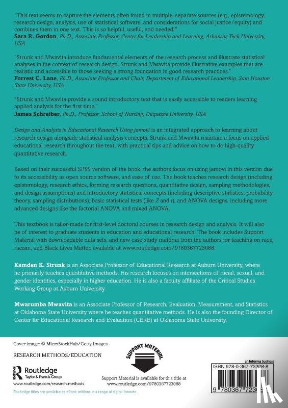 Strunk, Kamden K. (Auburn University, Mwavita, Mwarumba (Oklahoma State University - Design and Analysis in Educational Research Using jamovi