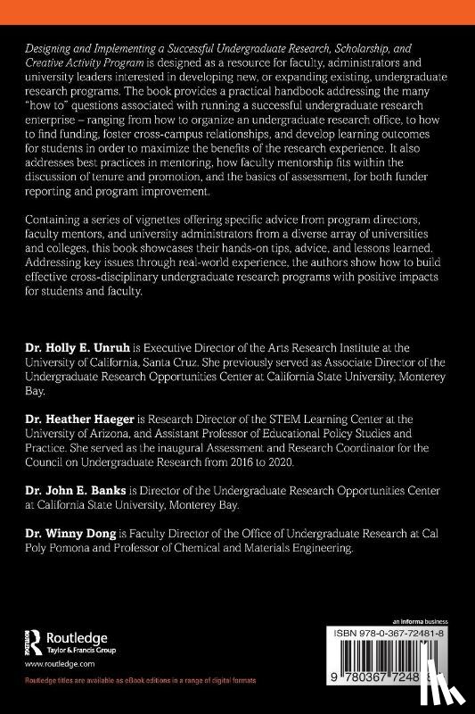 Unruh, Holly, Haeger, Heather, Banks, John, Dong, Winny - Designing and Implementing a Successful Undergraduate Research, Scholarship and Creative Activity Program