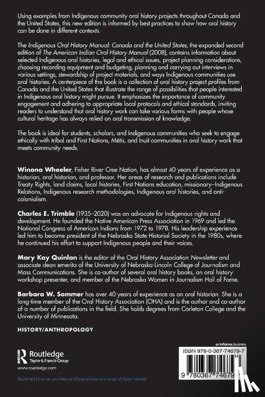Wheeler, Winona, Trimble, Charles E., Quinlan, Mary Kay, Sommer, Barbara W. - Indigenous Oral History Manual