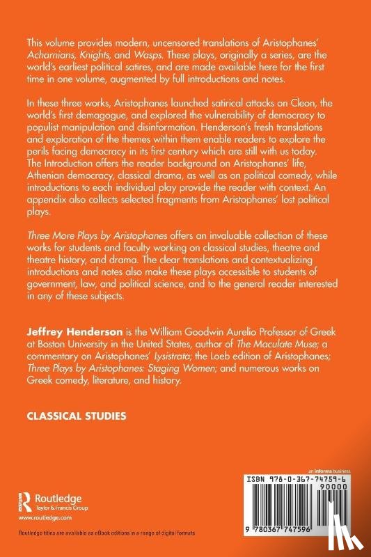 Henderson, Jeffrey (Boston University - Three More Plays by Aristophanes