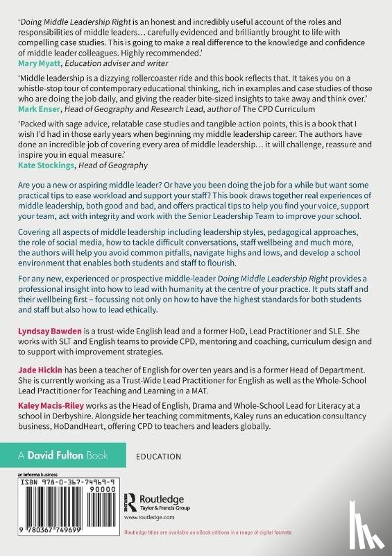 Bawden, Lyndsay, Hickin, Jade, Macis-Riley, Kaley - Doing Middle Leadership Right