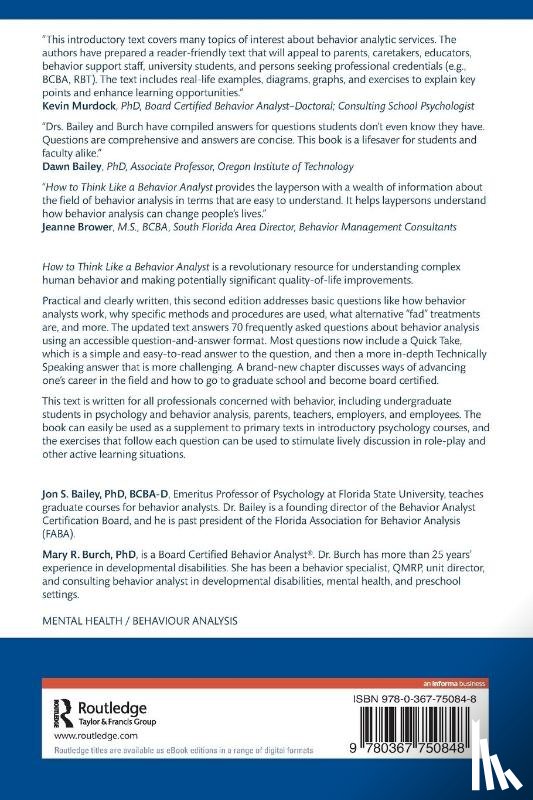Bailey, Jon, Burch, Mary R. (Behavior Management Consultants - How to Think Like a Behavior Analyst