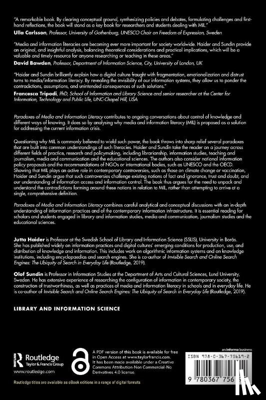 Haider, Jutta (Lund University, Sundin, Olof (Lund University - Paradoxes of Media and Information Literacy