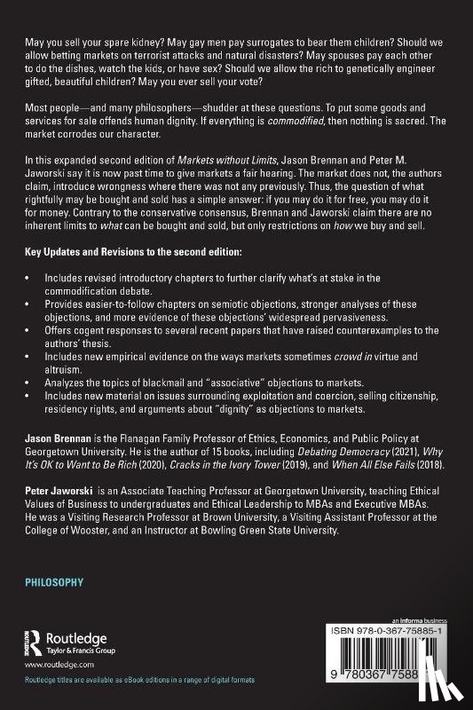 Brennan, Jason F. (McDonough School of Business, Jaworski, Peter - Markets without Limits