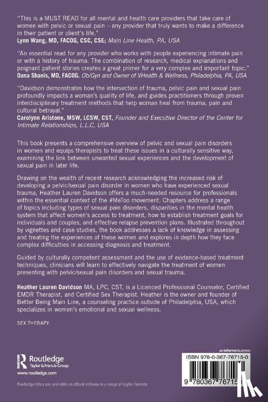 Davidson, Heather Lauren (Professional counselor and certified sex therapist in private practice - Effective Treatment of Women’s Pelvic and Sexual Pain Disorders