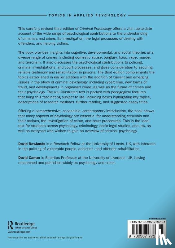 Rowlands, David, Canter, David (University of Huddersfield - Criminal Psychology