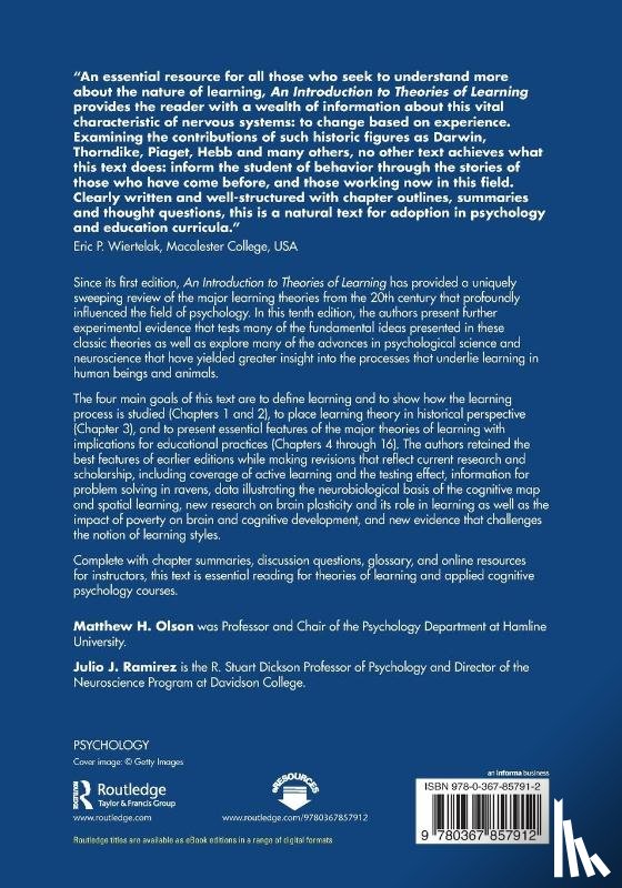 Olson, Matthew H. (Hamline University, Ramirez, Julio J. - An Introduction to Theories of Learning