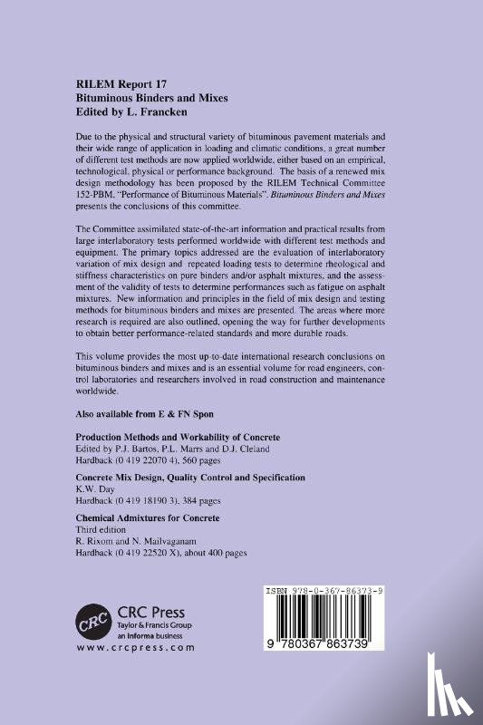  - Bituminous Binders and Mixes