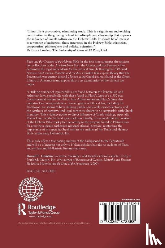 Gmirkin, Russell E. - Plato and the Creation of the Hebrew Bible