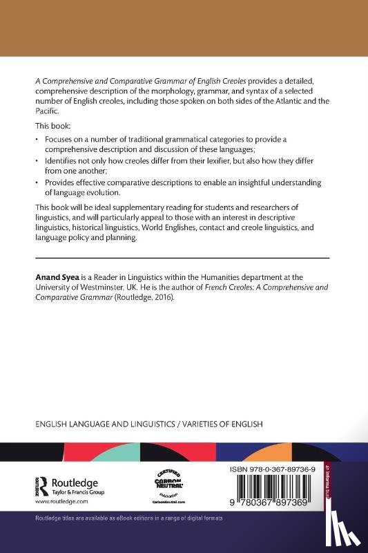 Syea, Anand - A Comprehensive and Comparative Grammar of English Creoles