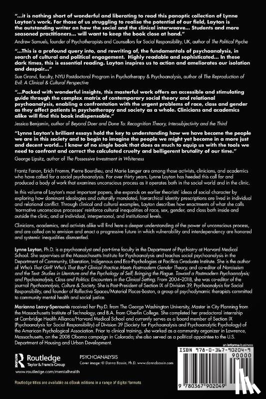 Layton, Lynne (Harvard Medical School - Toward a Social Psychoanalysis