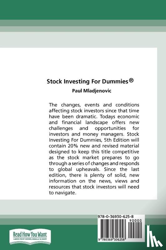 Mladjenovic, Paul - Stock Investing For Dummies, 5th Edition (16pt Large Print Edition)