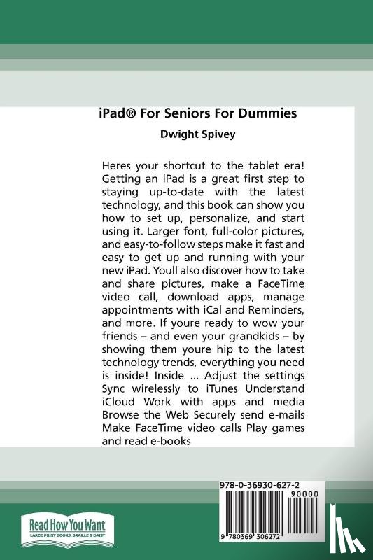 Spivey, Dwight - iPad For Seniors For Dummies, 10th Edition (16pt Large Print Edition)
