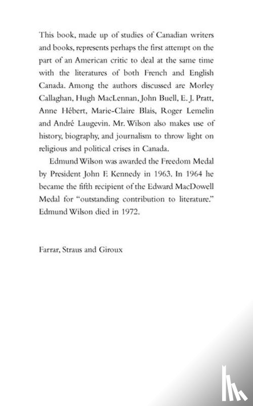 Wilson, Edmund - O Canada