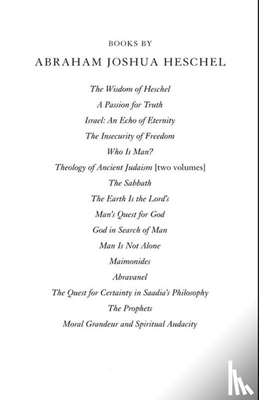 Heschel, Abraham Joshua - Insecurity of Freedom