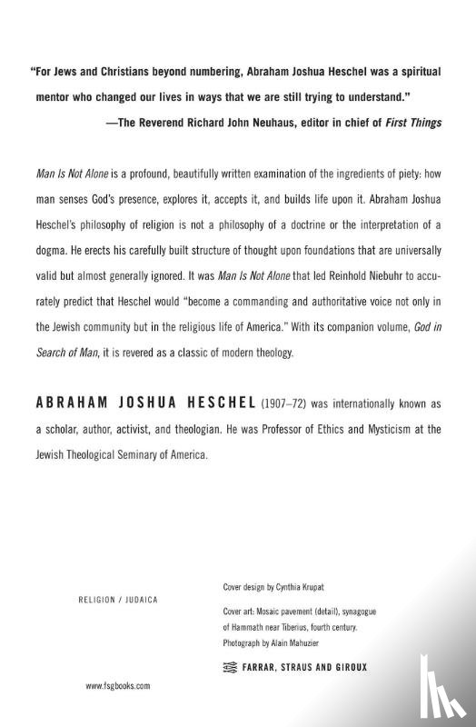 Heschel, Abraham Joshua - Man Is Not Alone