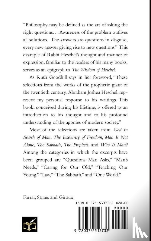 Heschel, Abraham Joshua - The Wisdom of Heschel