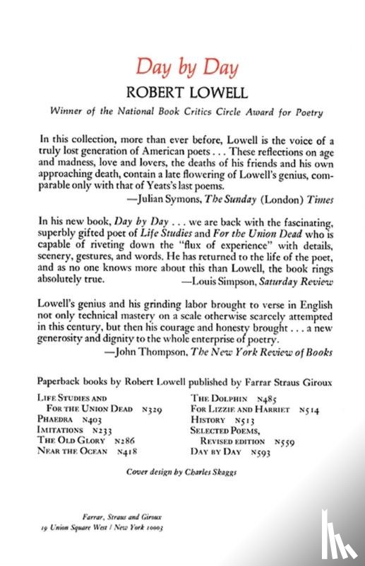 Lowell, Robert - Day by Day
