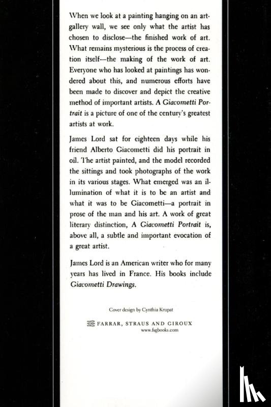 Lord, James - A Giacometti Portrait