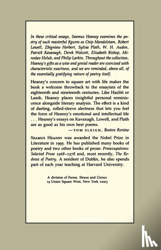 Heaney, Seamus - The Government of the Tongue