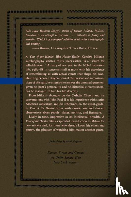 Milosz, Czeslaw - A Year of the Hunter