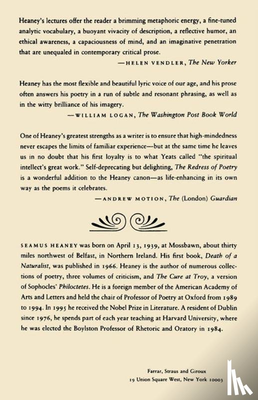 Heaney, Seamus - The Redress of Poetry