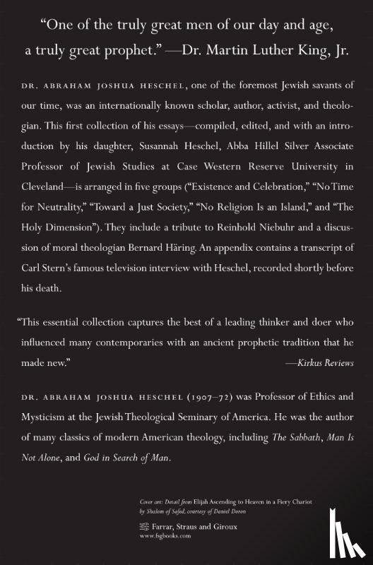 Heschel, Abraham Joshua - Moral Grandeur and Spiritual Audacity