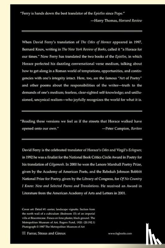 Ferry, David, Horace - The Epistles of Horace
