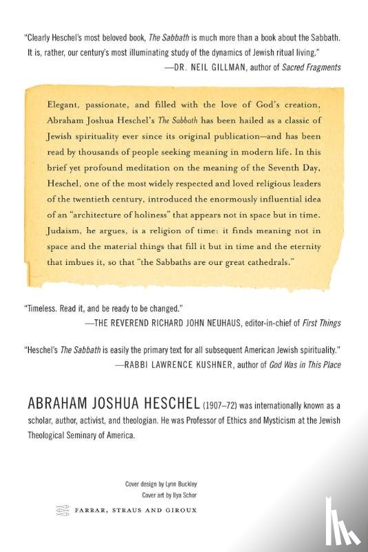 Heschel, Abraham Joshua - Sabbath