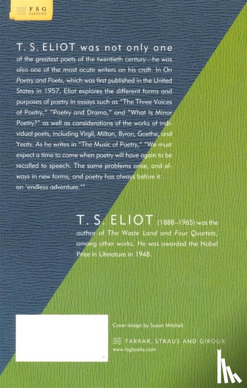 Eliot, Professor T S - On Poetry and Poets