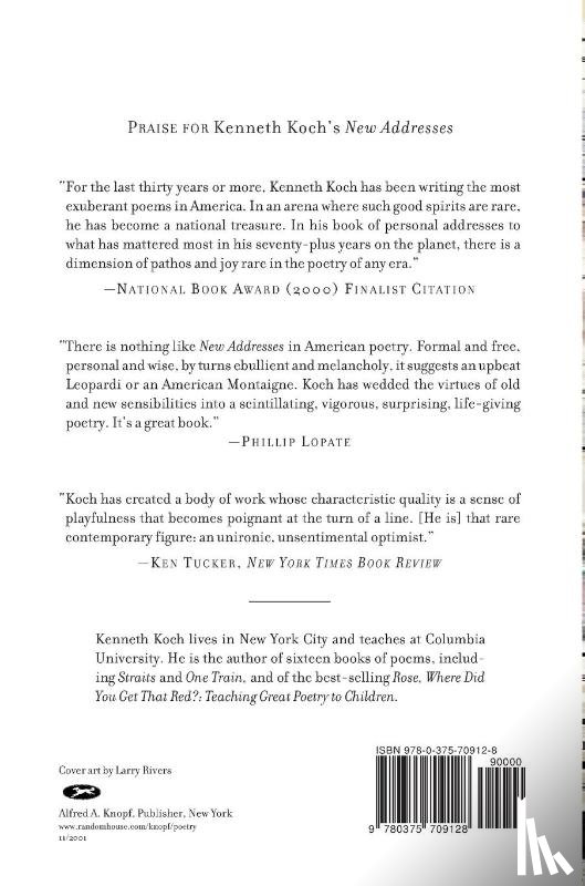 Koch, Kenneth - New Addresses