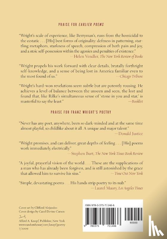 Wright, Franz - Earlier Poems of Franz Wright