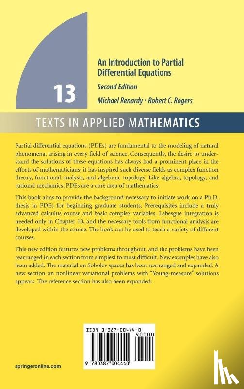 Renardy, Michael, Rogers, Robert C. - An Introduction to Partial Differential Equations