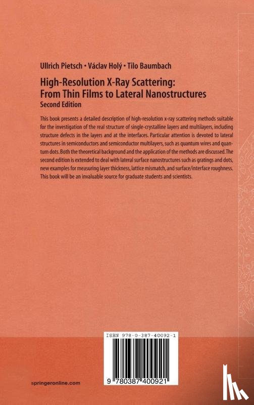 Ullrich Pietsch, Vaclav Holy, Tilo Baumbach - High-Resolution X-Ray Scattering