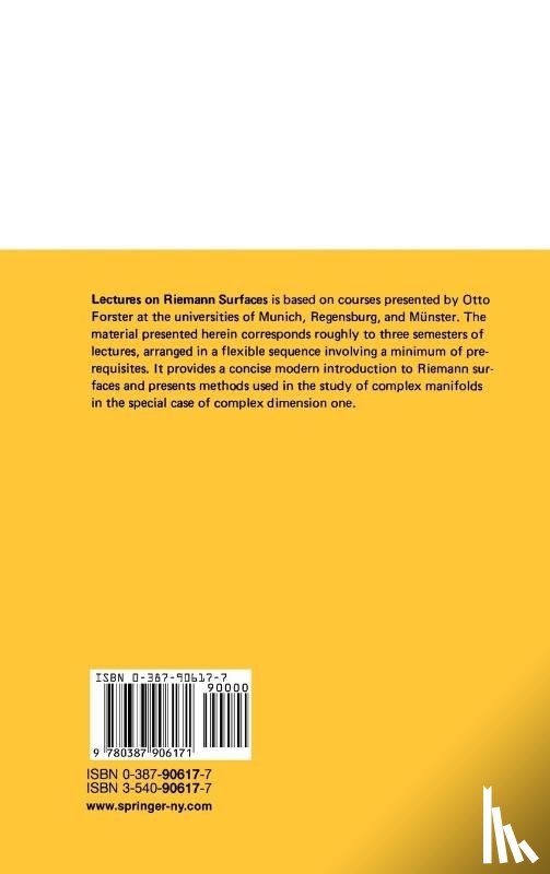 Forster, Otto - Lectures on Riemann Surfaces