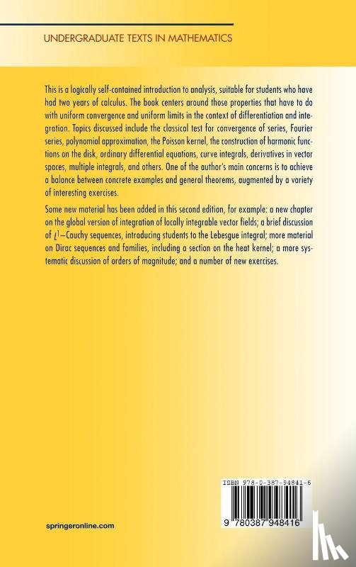 Lang, Serge - Undergraduate Analysis