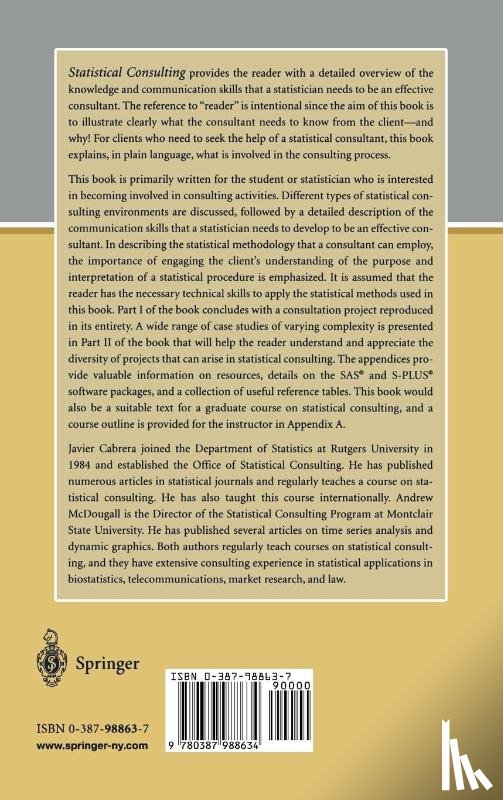 Cabrera, Javier, McDougall, Andrew - Statistical Consulting